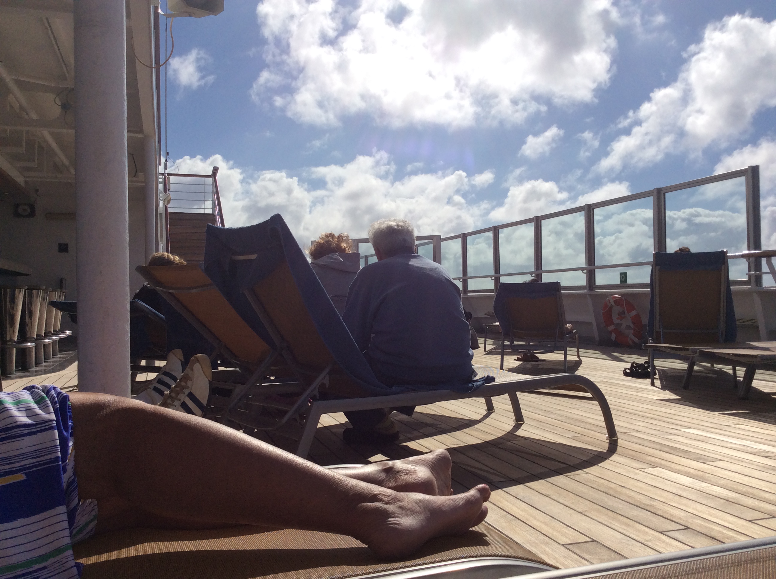Writing in the Sun on the Costa Magica